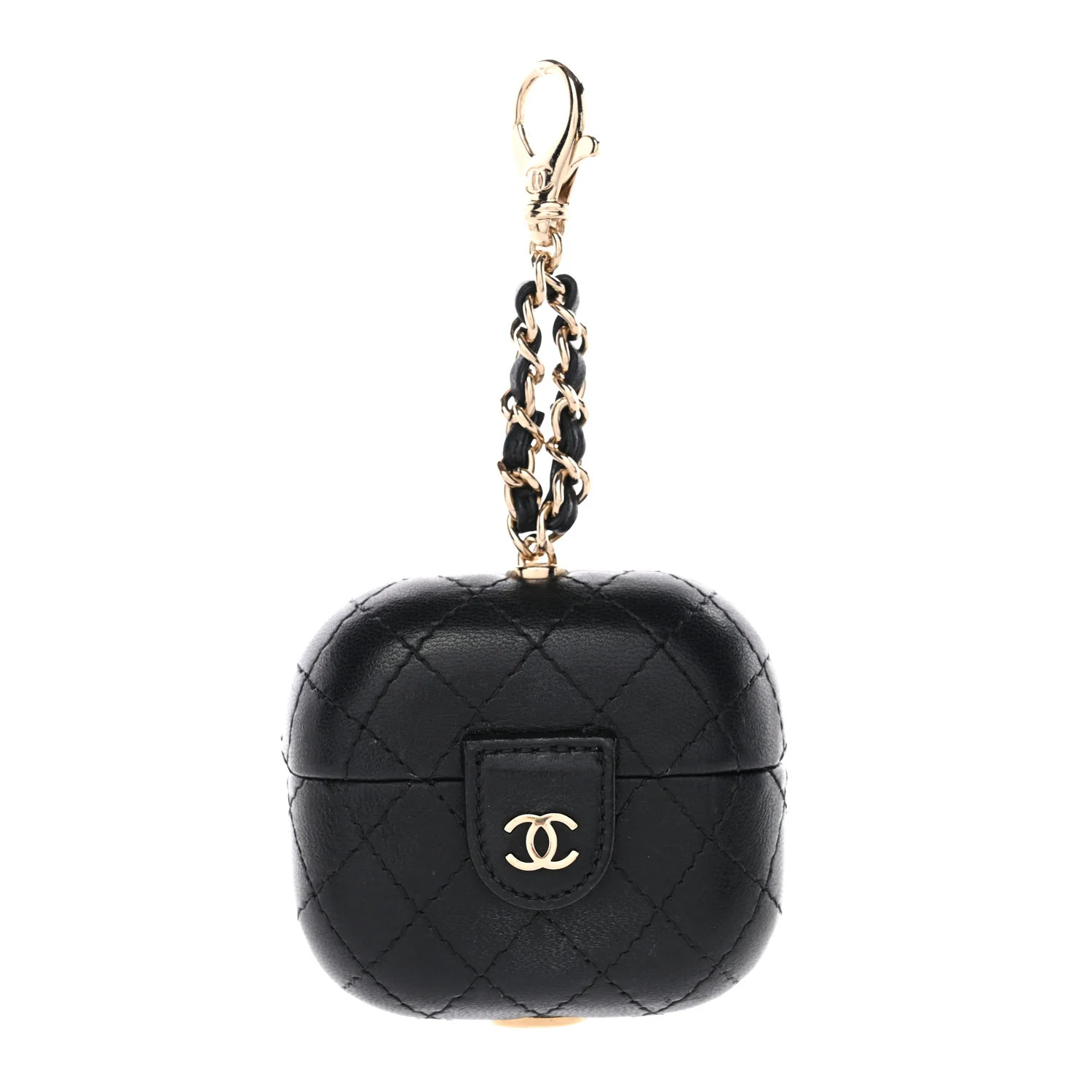 Chanel Lambskin Quilted Airpods Pro Case With Chain Black 1816614 | FASHIONPHILE (US)