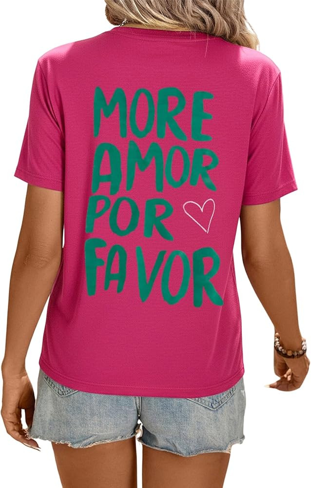 OYOANGLE Women's Graphic Tee Letter Print Crop Tshirt Short Sleeve Casual Summer Boho Top | Amazon (US)