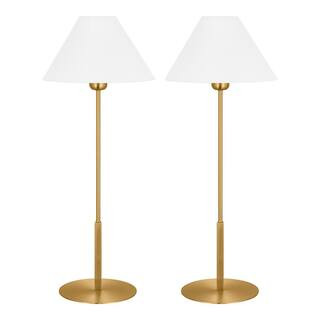 Hampton Bay Ashburn 31 in. Plated Gold Table Lamp with White Fabric Shade (Set of 2) HD8525B2 - T... | The Home Depot