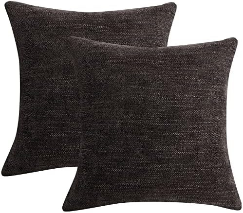 Anickal Large Pillow Covers 24x24 Inch Set of 2 Dark Brown Decorative Throw Pillow Covers Square Acc | Amazon (US)