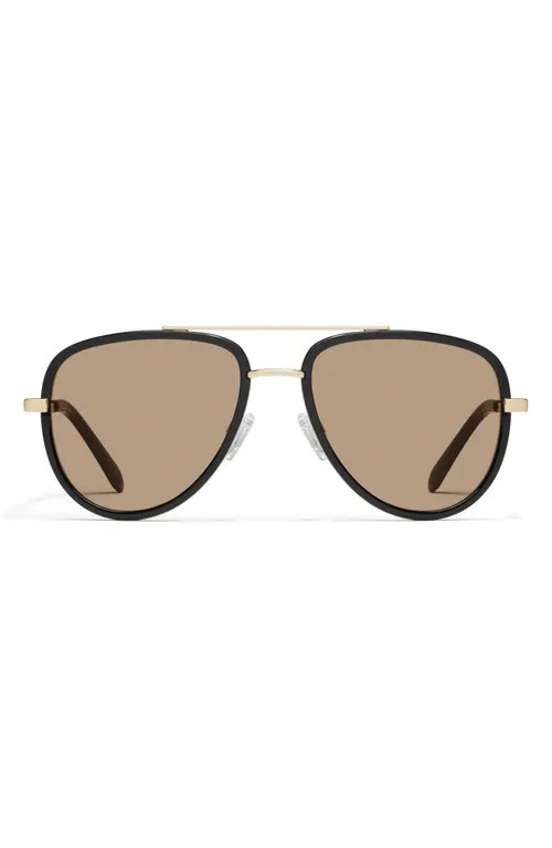 QUAY All In Medium 56mm Aviator Sunglasses in Black/Tan at Nordstrom | Nordstrom