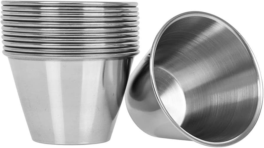 Tezzorio (12 Pack) Stainless Steel Sauce Cups 4 oz, Commercial Grade Dipping Sauce Cups, Individu... | Amazon (US)