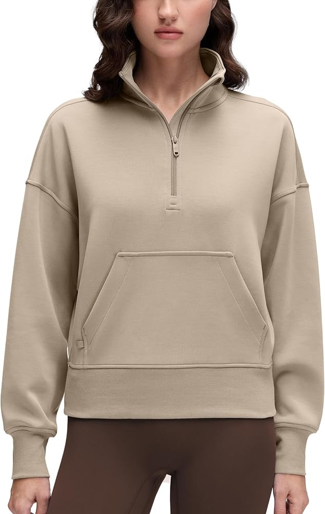 CRZ YOGA SoftAura Half Zip Sweatshirt for Women - Pullover Workout Casual Funnel Neck Sweat Shirt... | Amazon (US)