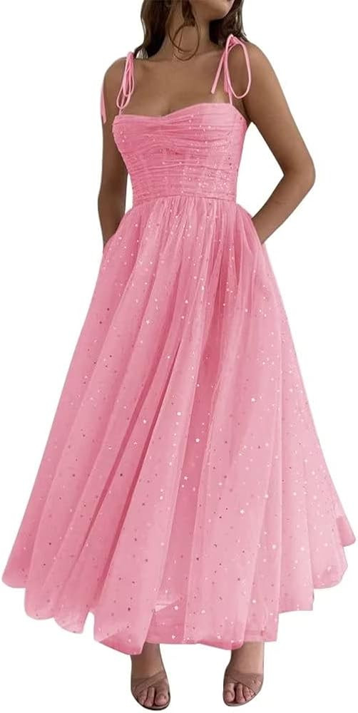 Women's Off The Shoulder Adjustable Spaghetti Strap Wedding Party Homecoming Dress for Teens | Amazon (US)
