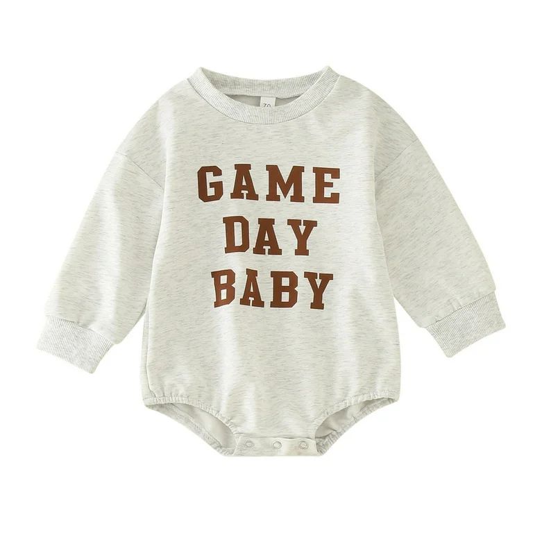 Unisex Baby Onesie Clothing Long Sleeve Letter Print Hooded Rompers Light Grey Toddler Cute Daily... | Walmart (US)