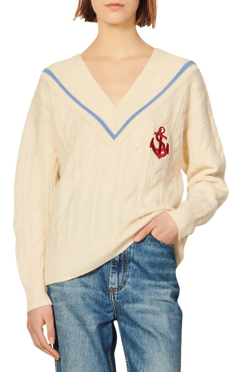 sandro V-Neck Wool & Cashmere Sweater | Nordstrom | Nordstrom