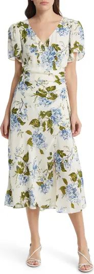 Breanna Floral Ruched Midi Dress | Nordstrom