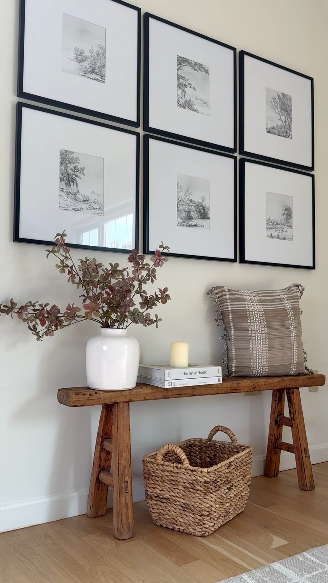 Here is one way to elevated a blank wall that is quick and easy! Add large gallery frames, put a bench under it or ottomans, a chair or baskets and add some pretty decor on top. 

#LTKHome