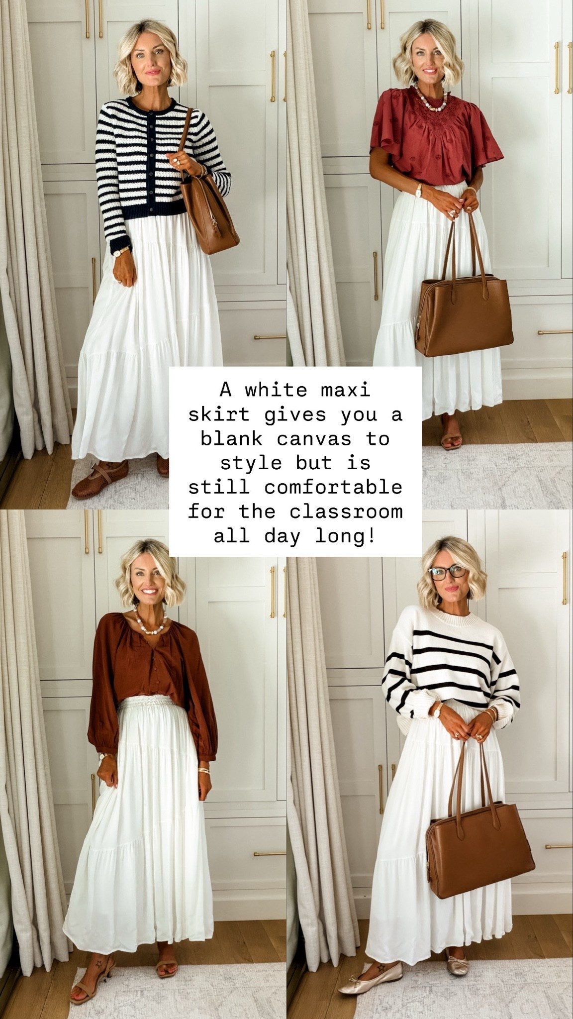 A white maxi is a piece I always have in my closet! So many ways you can style for work or play!

Loverly Grey, white maxi skirt outfit, teacher workwear

#LTKWorkwear