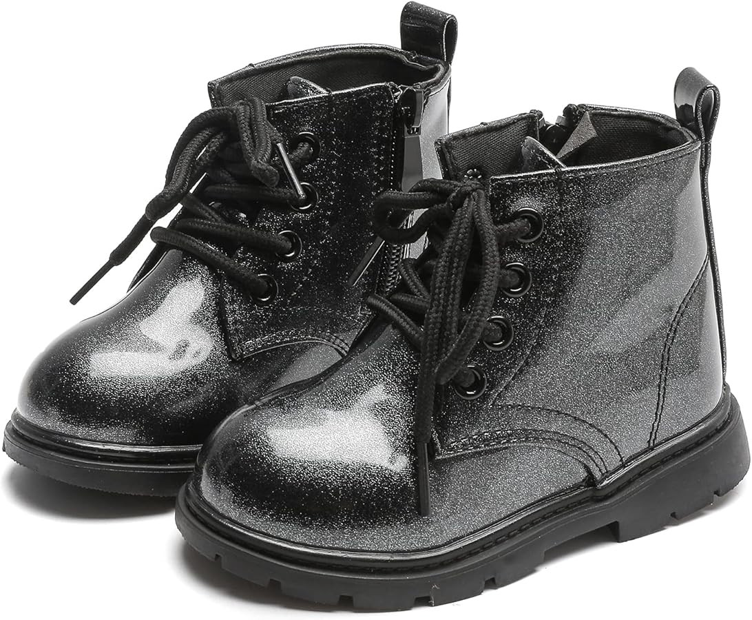 Komfyea Cute Children Boots Floral Print Girl Lace Up Boots （Toddler/Little Kids | Amazon (US)