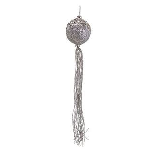 12" Glitter Silver Christmas Ball Ornament with Tassels | Michaels Stores