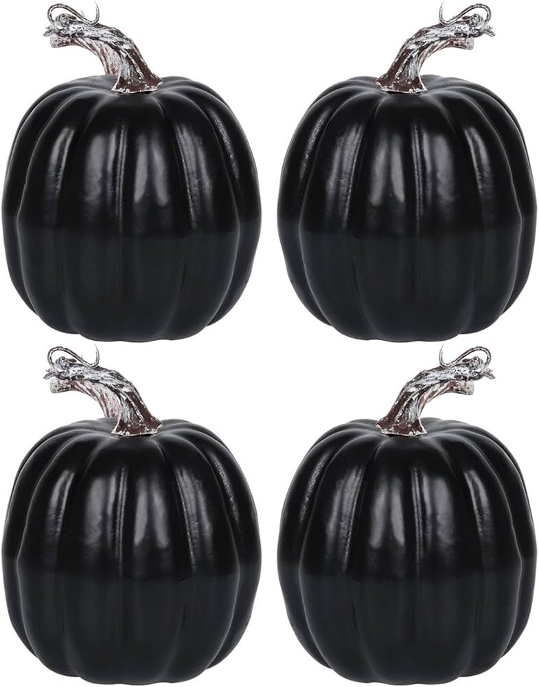 vensovo 6 Inch Large Black Pumpkins for Decorating - 4PCS Big Black Foam Decorative Pumpkins for ... | Amazon (US)