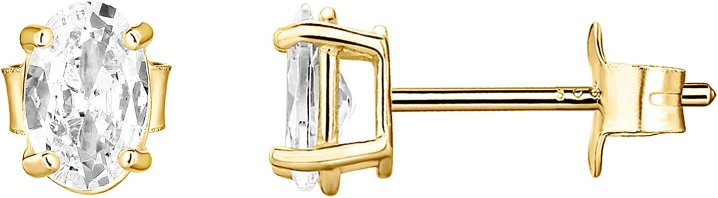 PAVOI 14K Gold Plated Sterling Silver Cubic Zirconia Stud Earrings for Women | Amazon (US)
