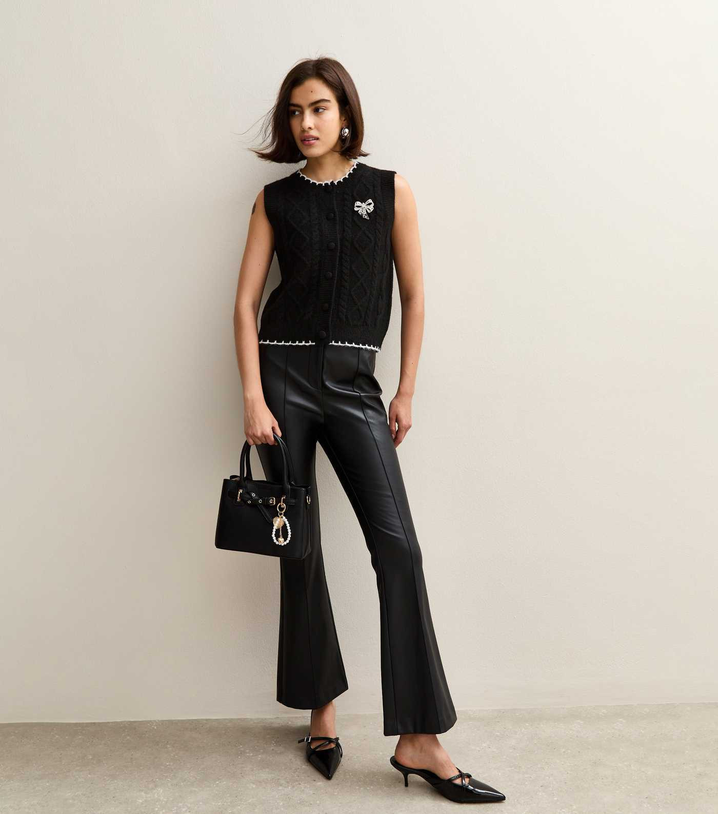 Black Faux Leather Bootcut Trousers | New Look | New Look (UK)