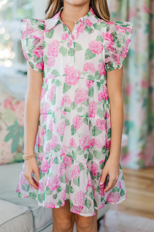 Girls: More Good Days Pink Textured Dress | The Mint Julep Boutique