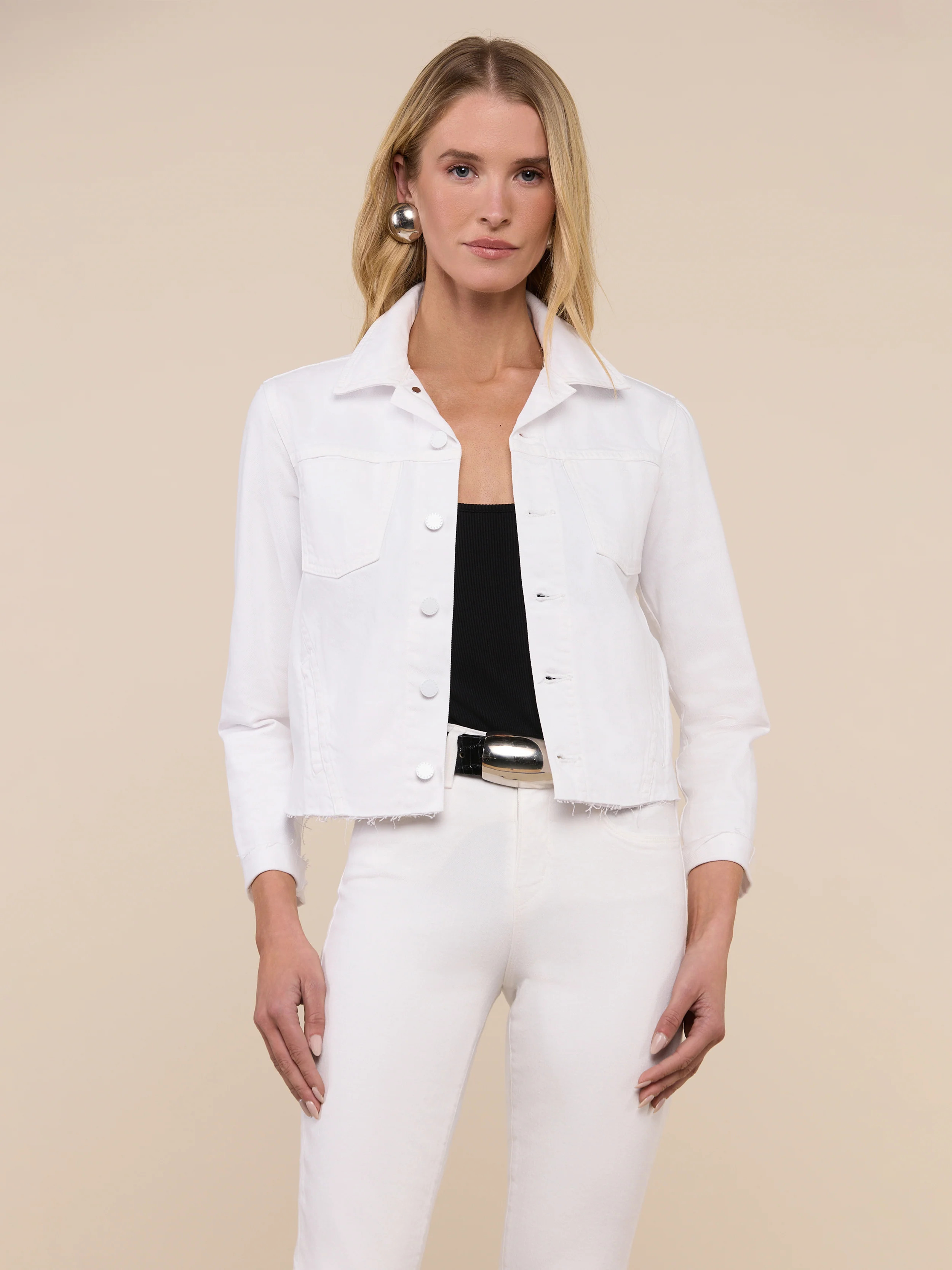 L'AGENCE Janelle Jean Jacket In Blanc | L'Agence