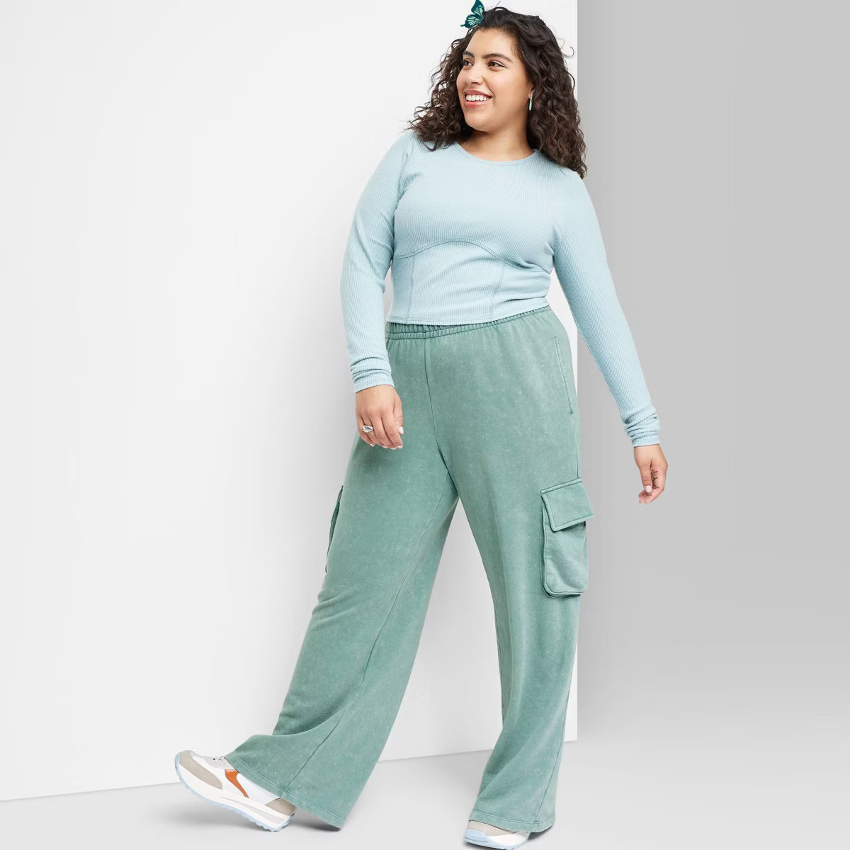 Women's High-Rise Wide Leg Fleece Cargo Pants - Wild Fable™ | Target