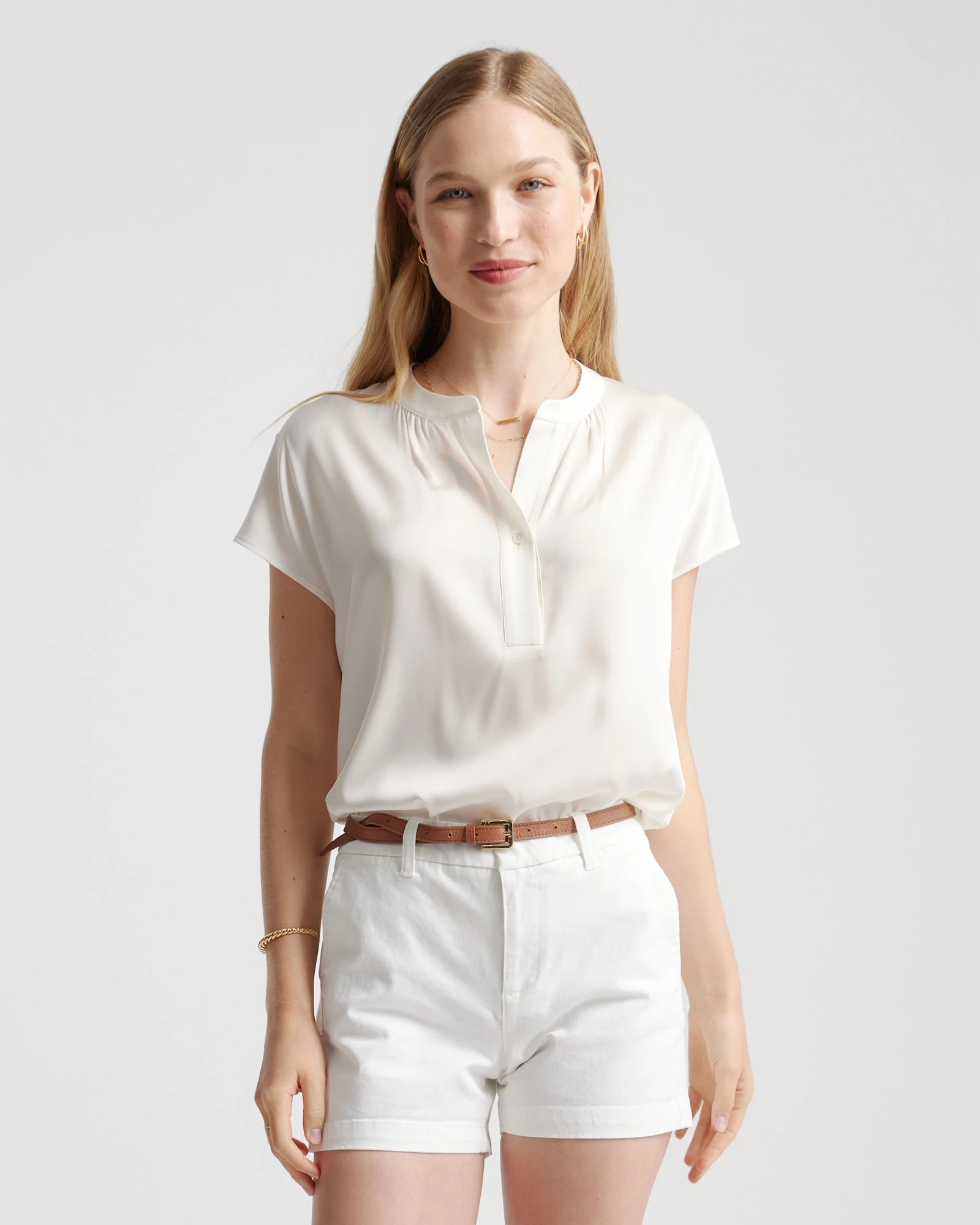 Women's Washable Stretch Silk Dolman Sleeve Blouse in Ivory | Quince
