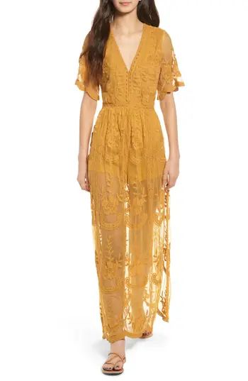 Women's Socialite Lace Overlay Romper, Size X-Small - Yellow | Nordstrom