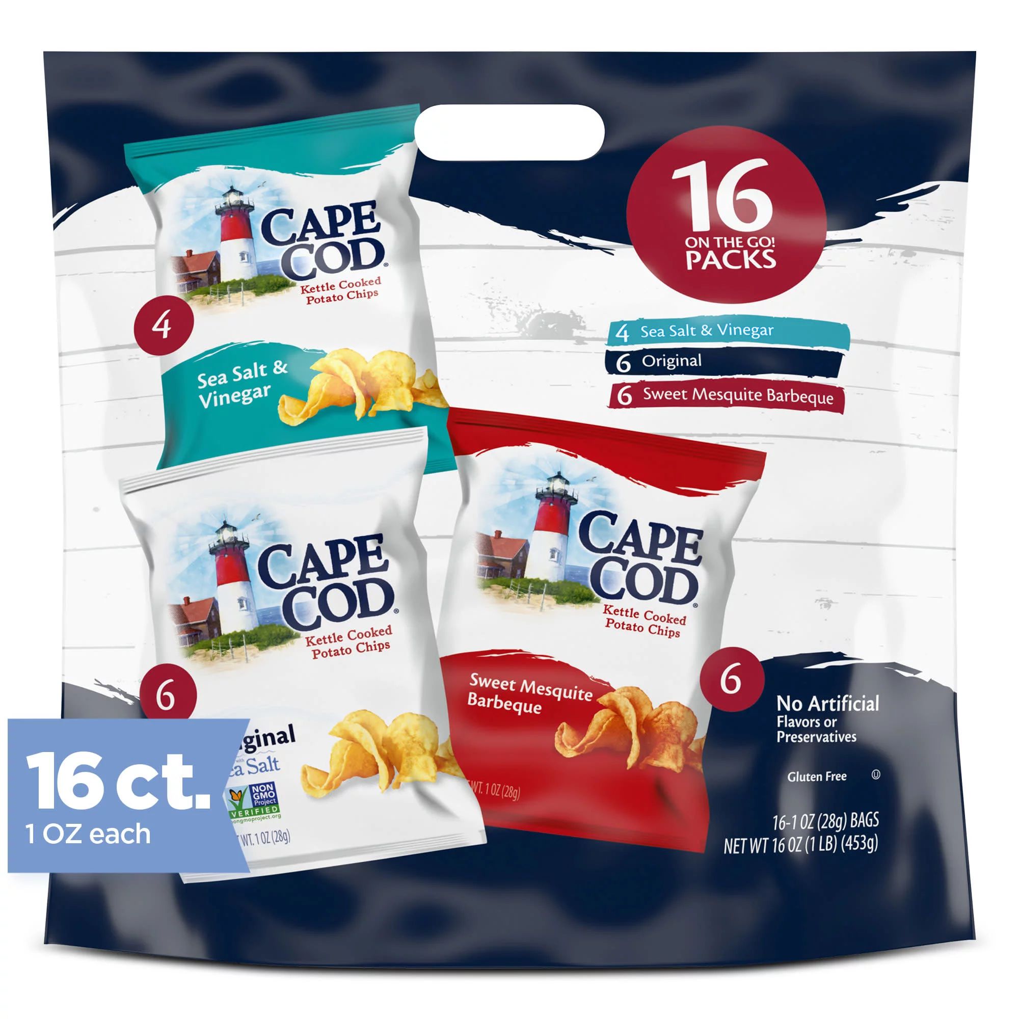Cape Cod Potato Chips, Variety Pack, 16 Ct - Walmart.com | Walmart (US)