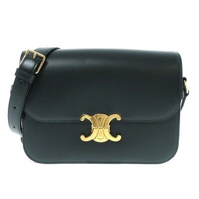 Auth CELINE Triomphe Medium 187363BF4.31AN Dark Green Shiny Calfskin Women's  | eBay | eBay US