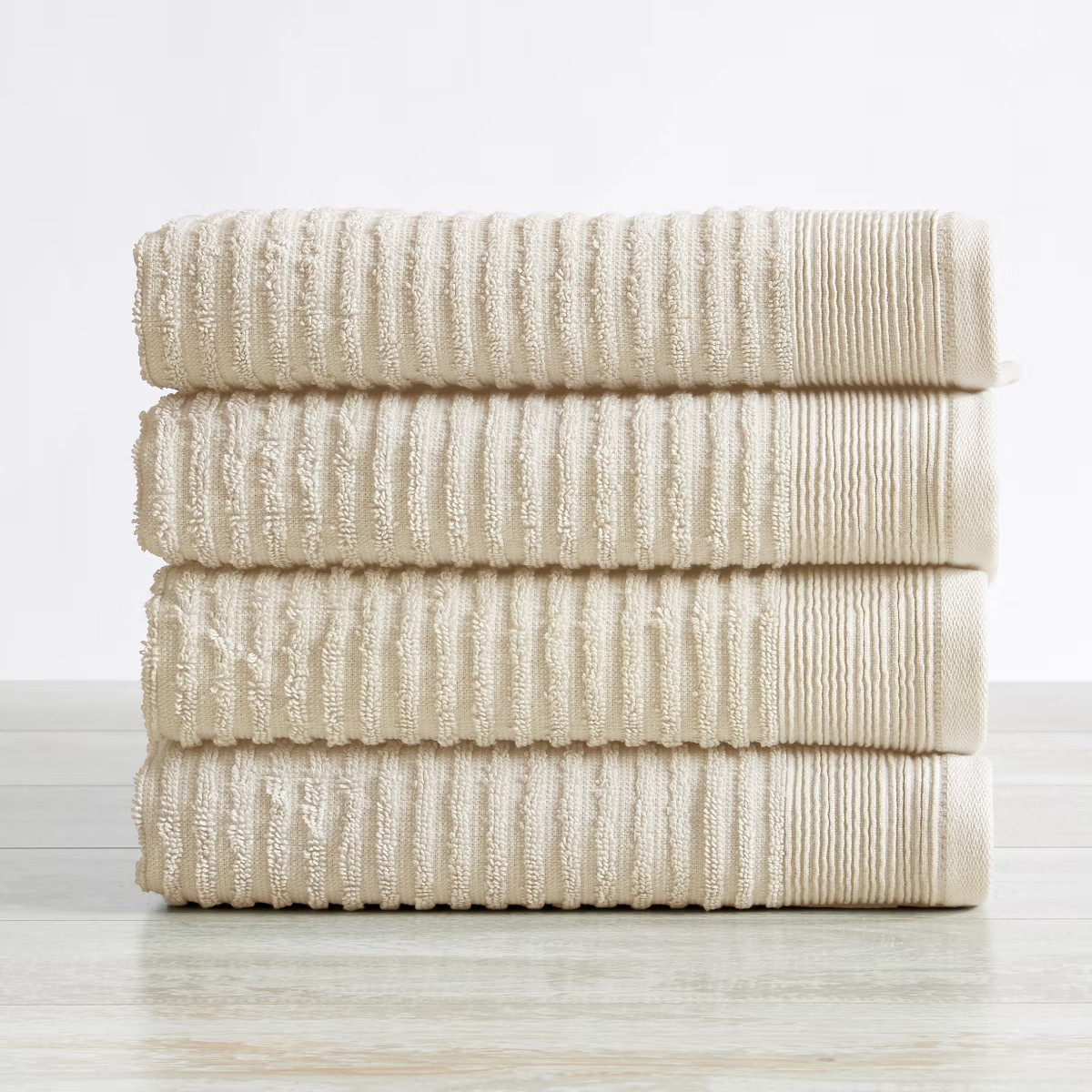 100% Cotton Quick-Dry Ribbed Texture Bath Towel Set | Target