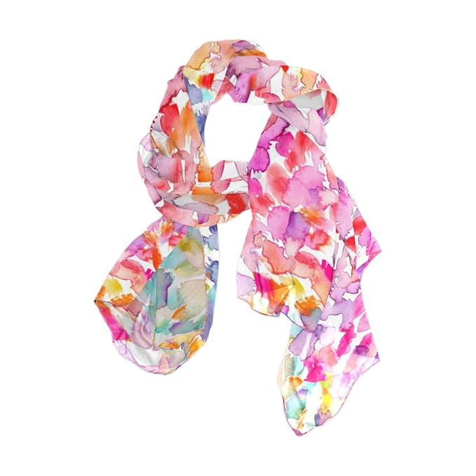 U LIFE Polka Dot Floral Flowers Silk Scarf Scarves for Women | Amazon (US)