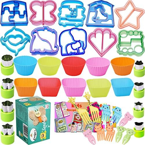 Sandwich Cutter Shape Set for Kids Vegetable Fruit Cutters Food Grade Cookie Mold for Lunchbox Bento | Amazon (US)