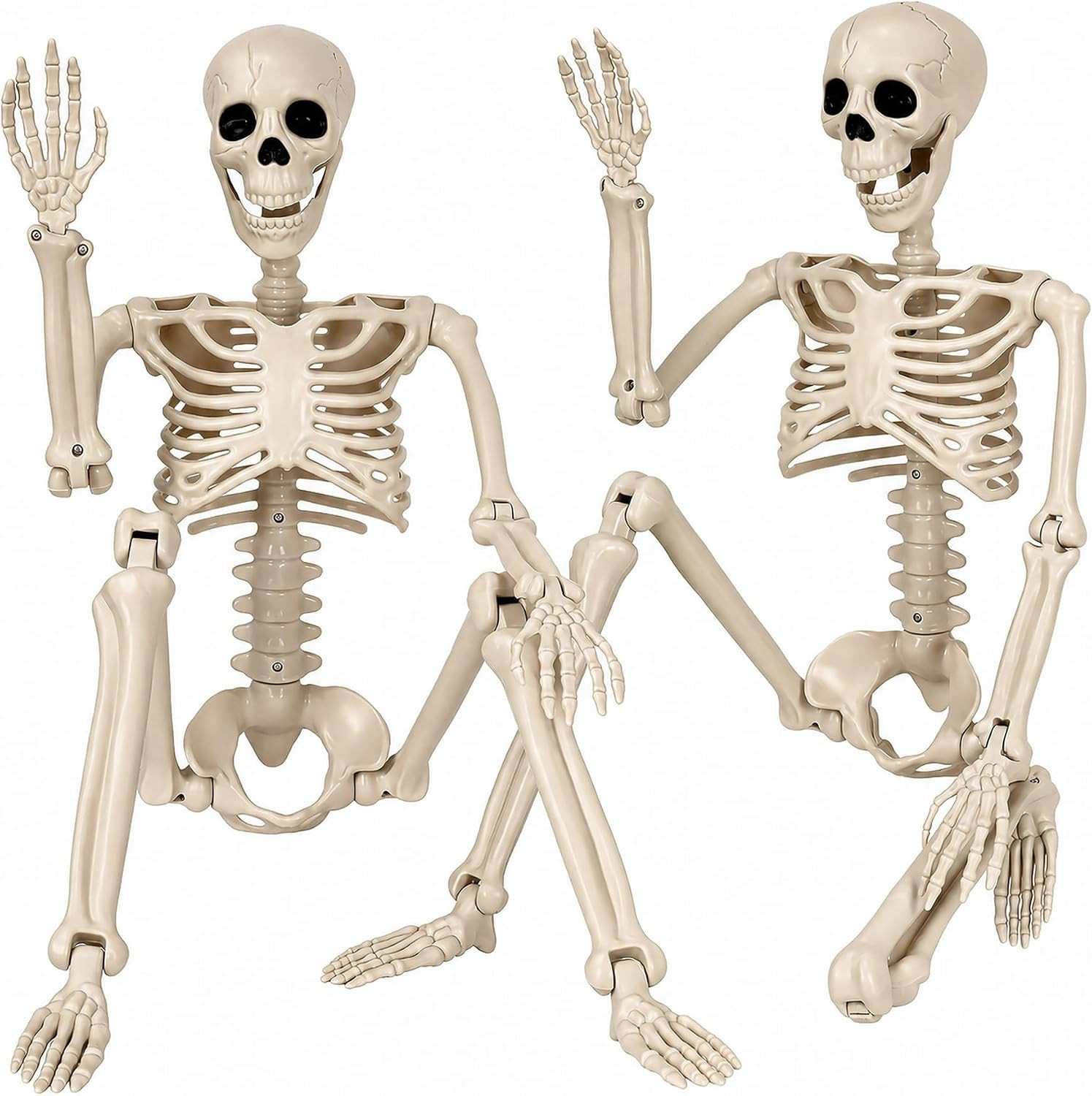 Halloween Decorations outdoor, 2Pack 36" halloween-Skeletons Decoration indoor-3ft Life Size Human Plastic Skeleton with Full Body Posable Joints for Halloween Party decorations Yard Gardon Porch Lawn | Realistic Warm Bone Tones 36" Posable Life Size Child Skeleton Halloween Decorations for Yard Porch Car & Haunted House Decor | Amazon (US)