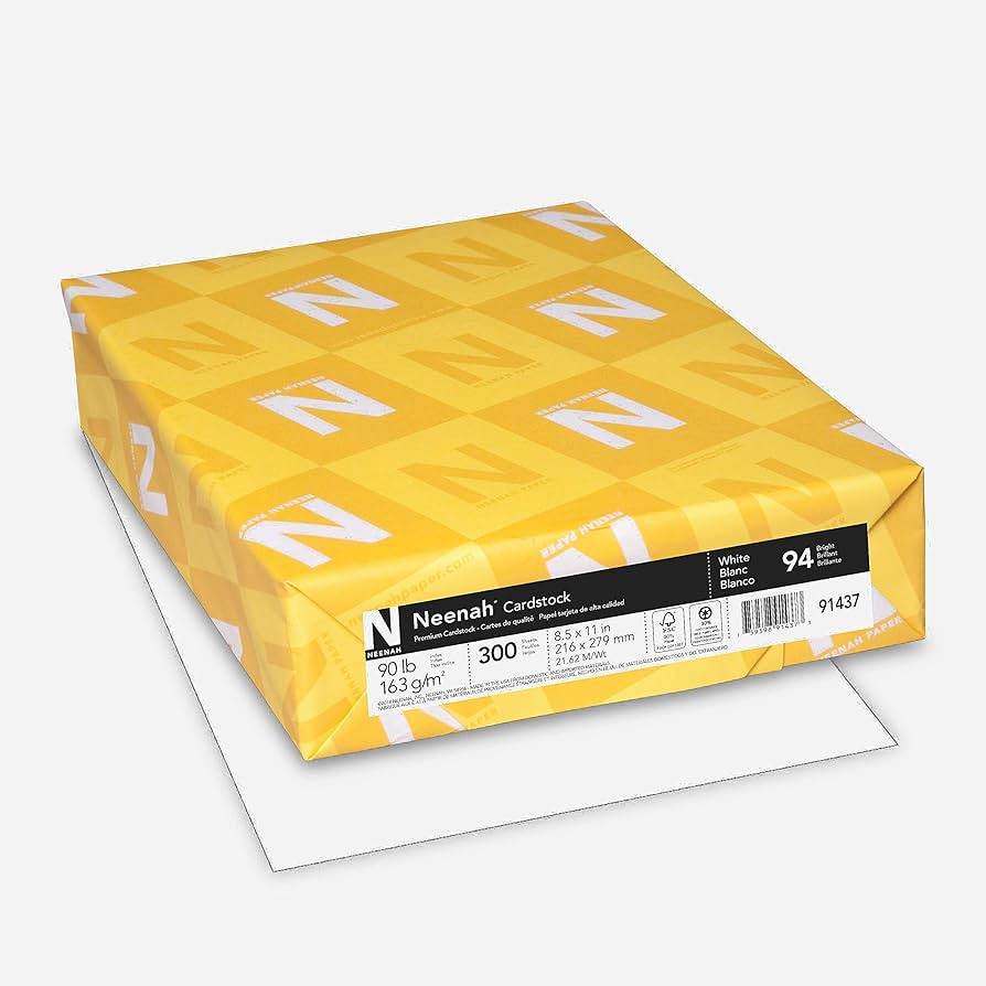 Neenah Index Cardstock, 8.5" x 11", 90 lb/163 gsm, White, Lightweight, 94 Brightness, 300 Sheets ... | Amazon (US)