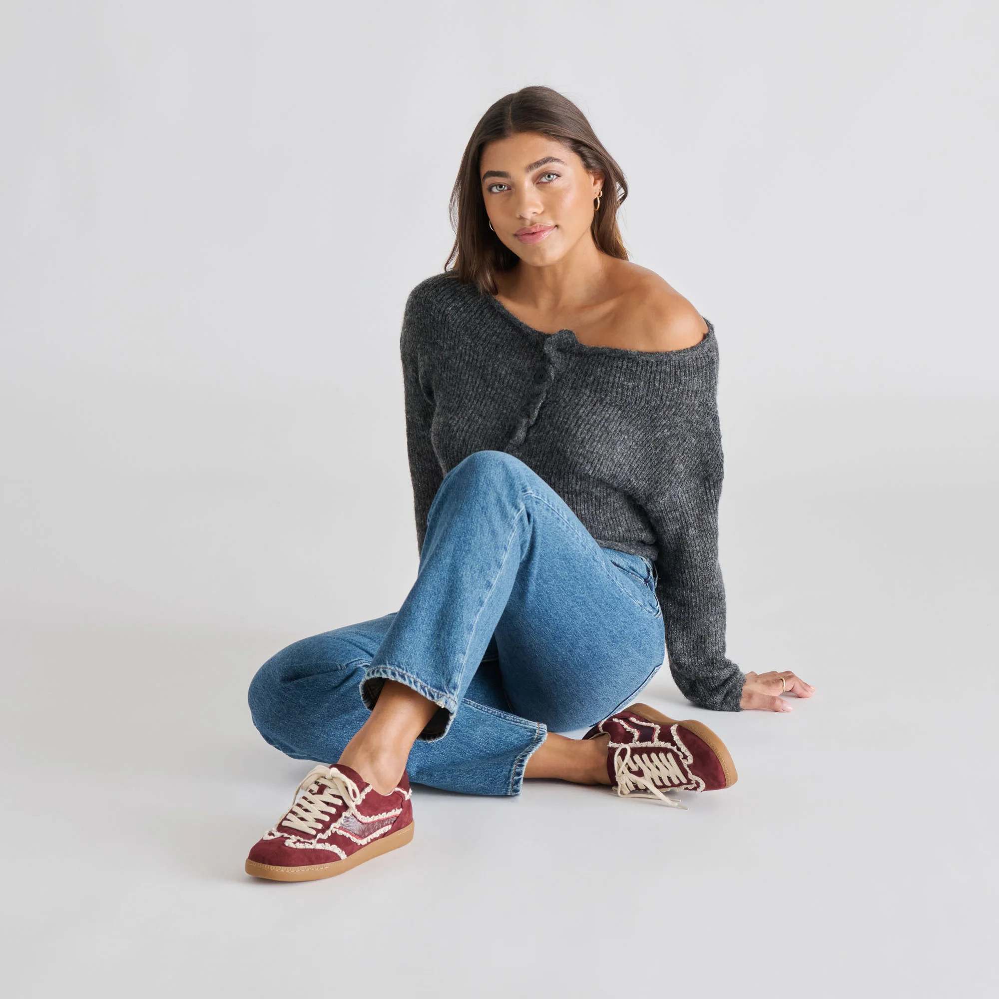 Notice Lace Sneakers Oxblood Suede | DolceVita.com