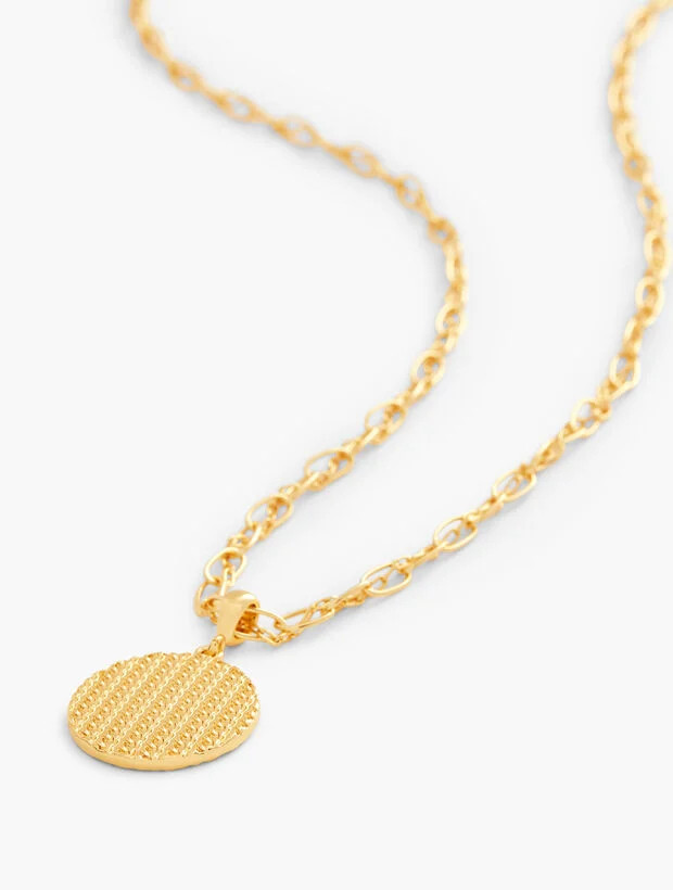 Textured Disc Pendant Necklace | Talbots