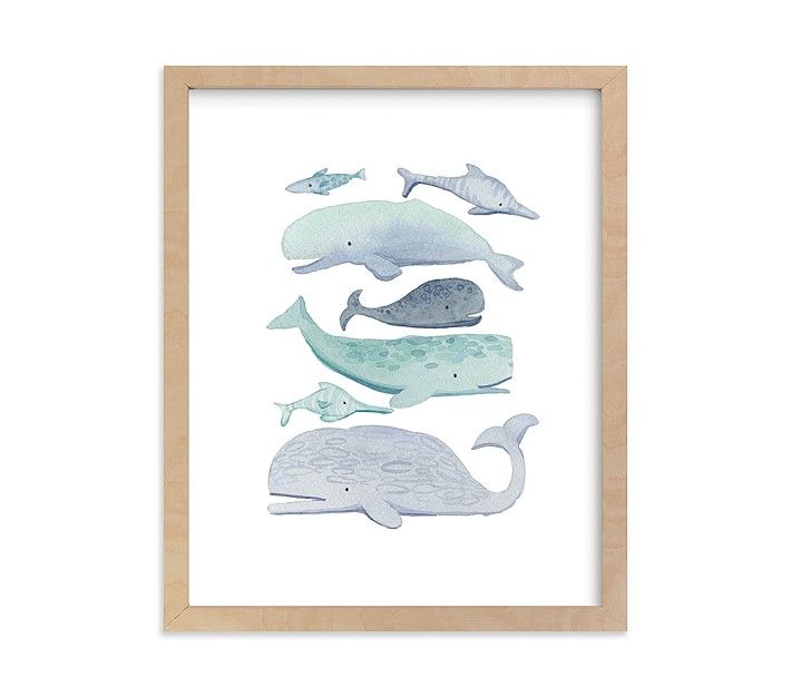Minted® Blue Whales Wall Art by Kelsey Carlson | Pottery Barn Kids