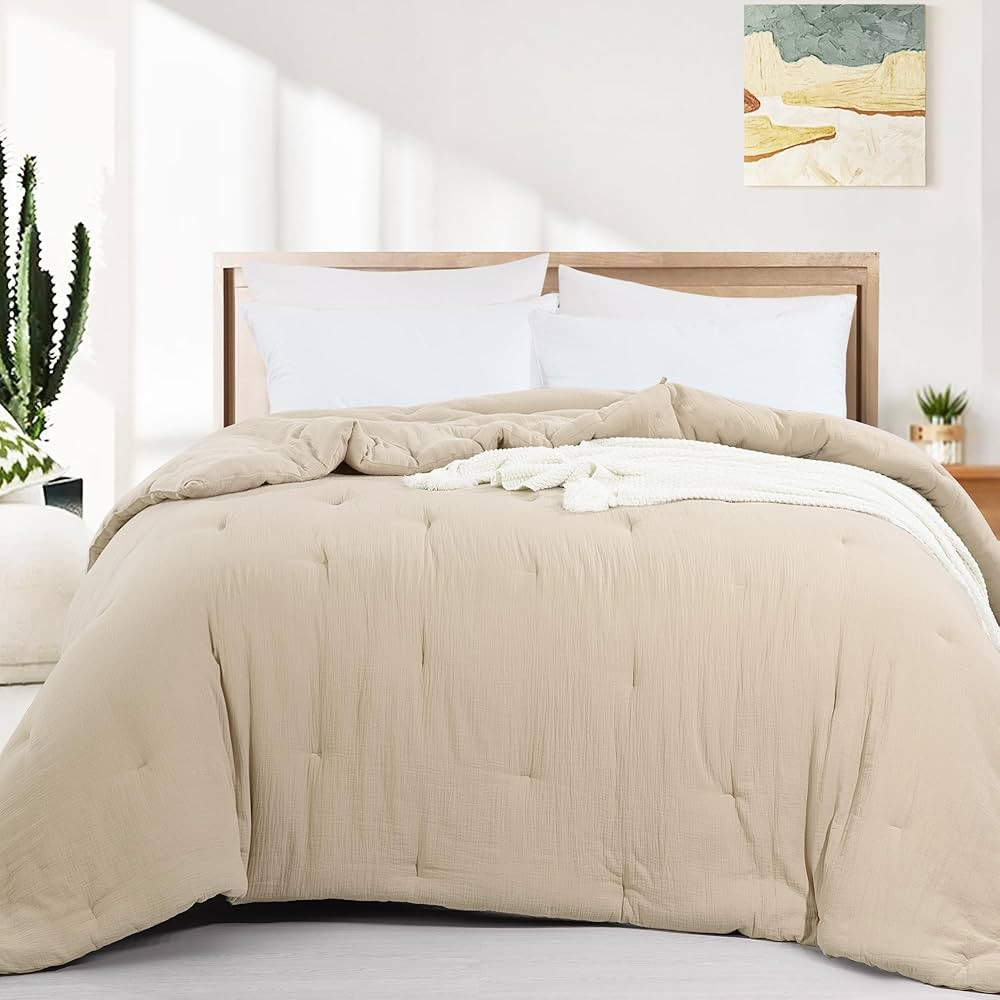 Hombys 100% Cotton Muslin Oversized King 120x120, Lightweight Breathable Down Alternative, Soft G... | Amazon (US)