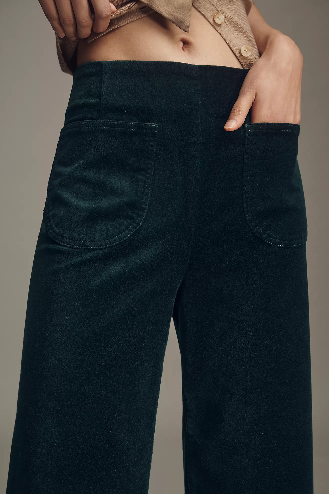 The Colette Crop Velvet Ruffle-Hem Pants by Maeve | Anthropologie (US)
