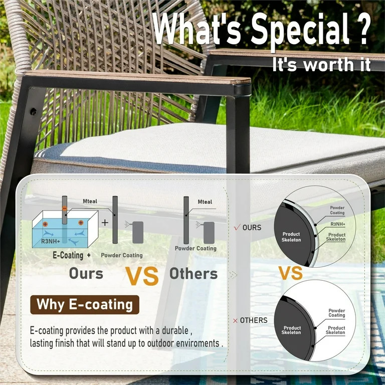 MF Studio 5-Piece Outdoor Dining Set, 4 Cushioned Rattan Chairs and Round Table with Umbrella Hol... | Walmart (US)