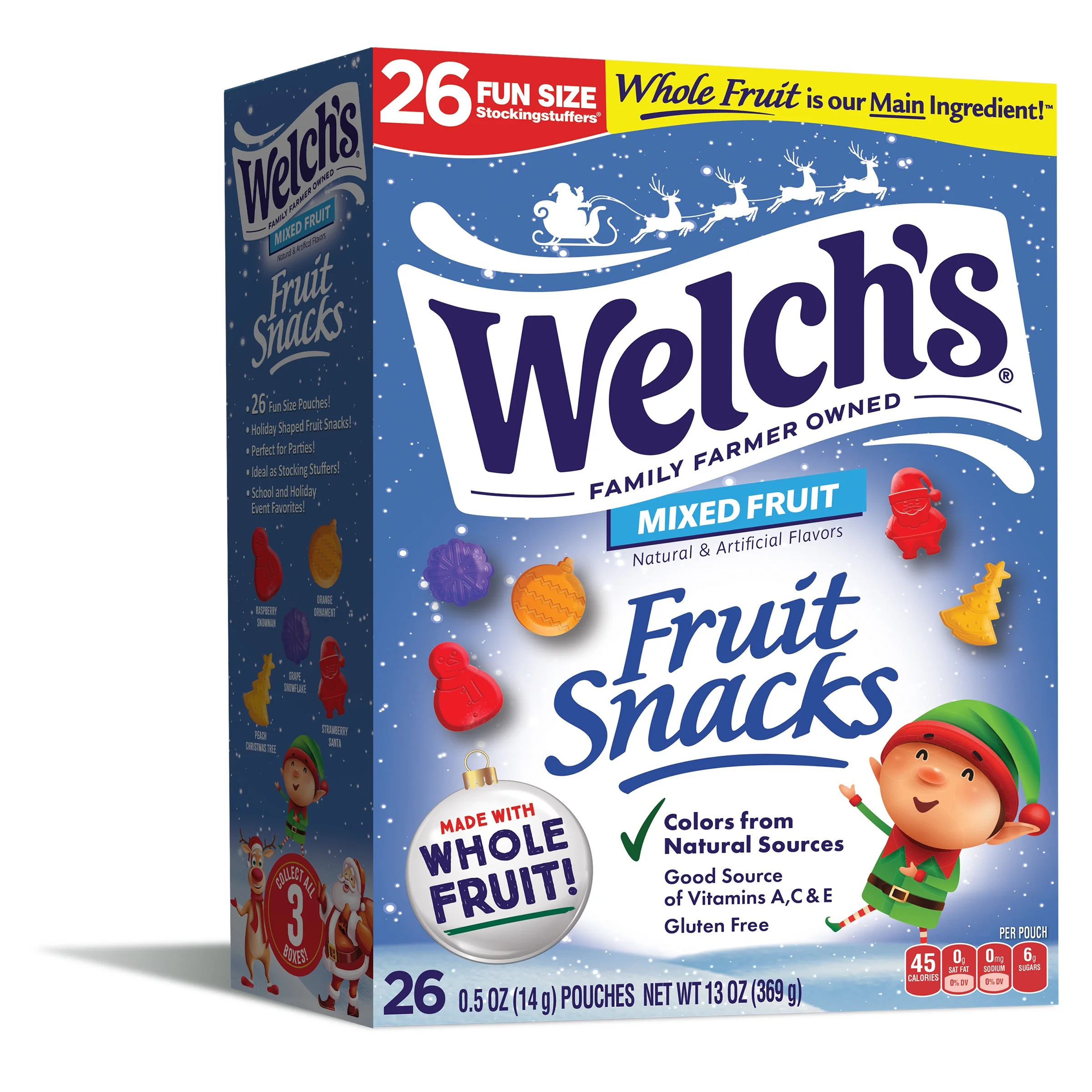 Welch's Fruit Snacks Gluten-Free Holiday Mixed Fruit Soft Fruit Snacks, 0.5oz, 26 Count | Walmart (US)