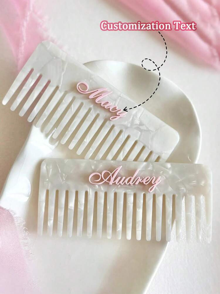 1 Personalized Elegant Ladies' Retro Acetate Comb With Faux Pearl Name Design - Unique Hair Accessory Suitable For Women, Perfect Gift For Her, Birthday, Bridesmaid, Bride, Mother,Multi-Functional,Ornamental,Letter,Solid Color,Exquisite,Stylish,Vintage,Modern,Colorful,Leisure,Basics,Casual,Soft,Unique,Customized,Personalized,Custom,Ideal Gifts For Her,Girlfriend,Her,Boyfriend,Friends,Chic Autumn ,Travel Organizer | SHEIN