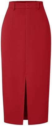 ZESICA Pencil Midi Skirt for Women 2026 Summer High Waisted Slit Bodycon Long Skirts Business Cas... | Amazon (US)