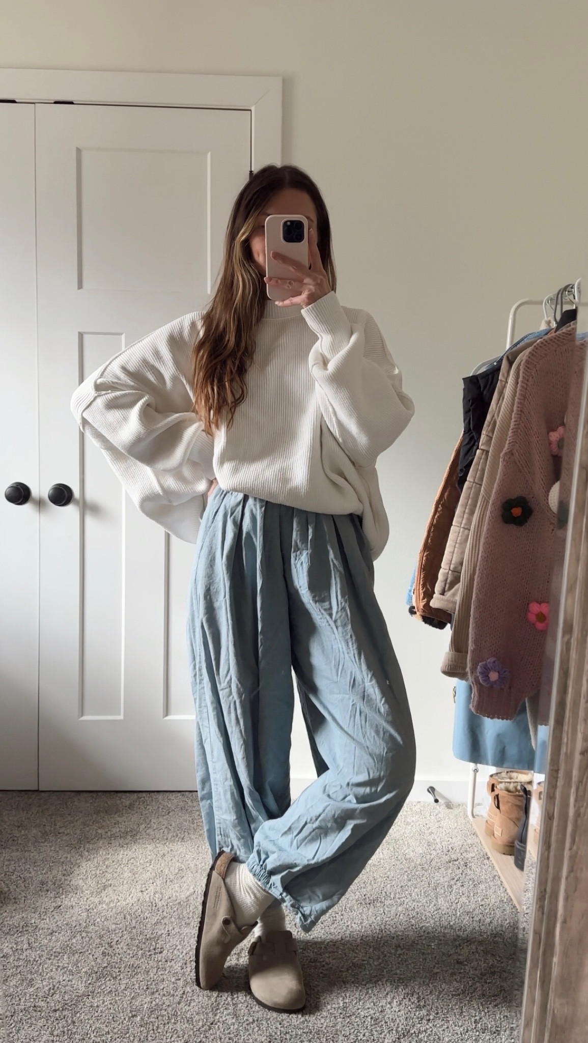 xs in sweater, fits oversized 
small in pants, so comfy! I would size down, color is from last summer but lots of colors in stock 

Casual winter outfit
Spring outfit 
Postpartum 

#LTKSeasonal