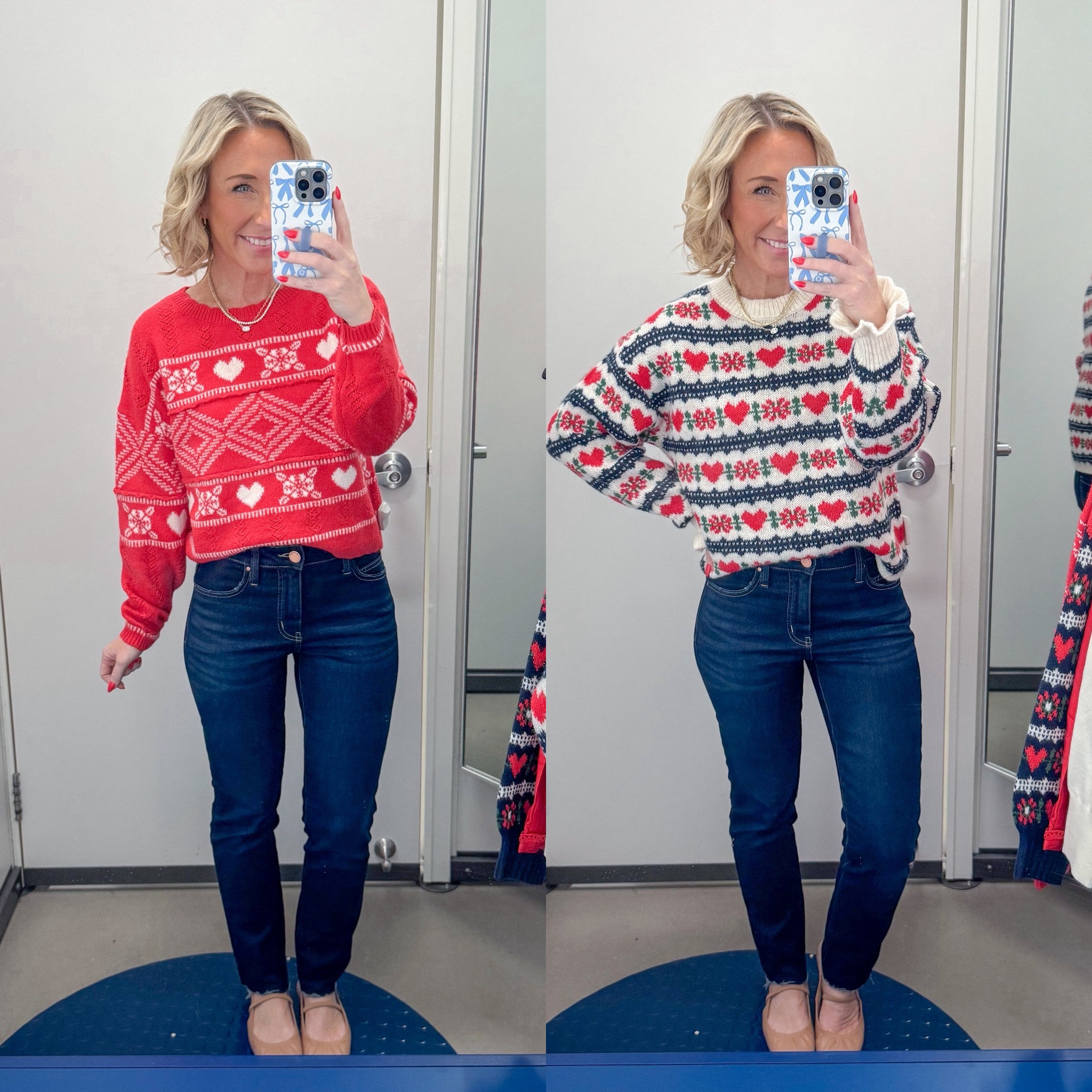 Old Navy - heart sweaters (Everything Extra 15% Off $80+ at Checkout) 

* Dark High Rise Straight Jean - Size 2. 1. Fair Isle Hearts Crew-Neck Sweater - size Small. Currently 50% off. 2. Red Crew-Neck Heart Sweater - size XS. 
 

 

#LTKSaleAlert #LTKFindsUnder50 #LTKSeasonal
