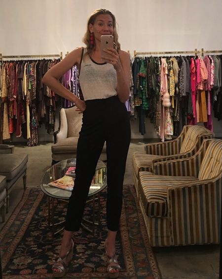 Elevated basics like a linen tank and high waisted pants make anything (even shopping in your fave stores!) feel even more special #investmentpiece 

#LTKSeasonal #LTKover40 #LTKstyletip