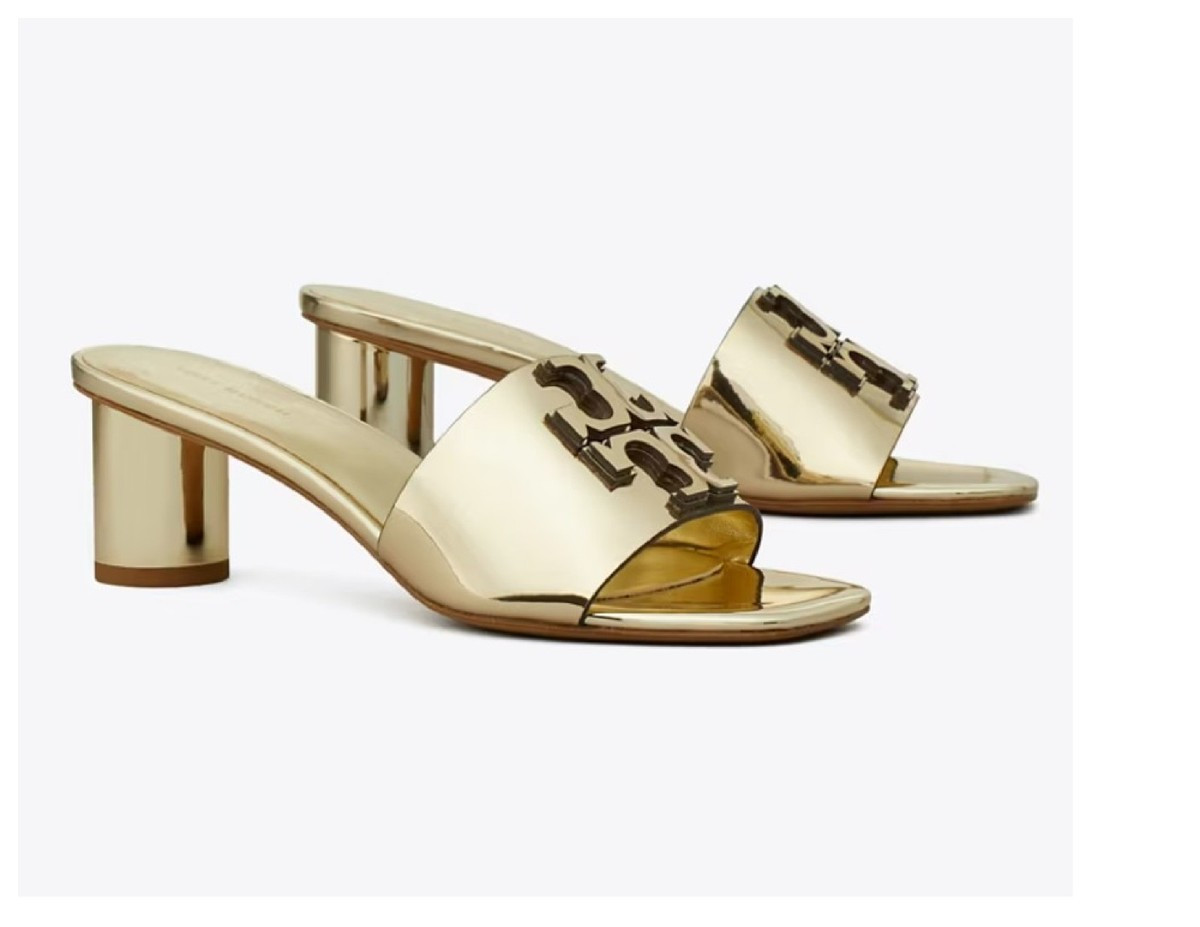TORY BURCH INES Black Leather Logo Heeled Mule Multiple sizes available $325 | eBay US