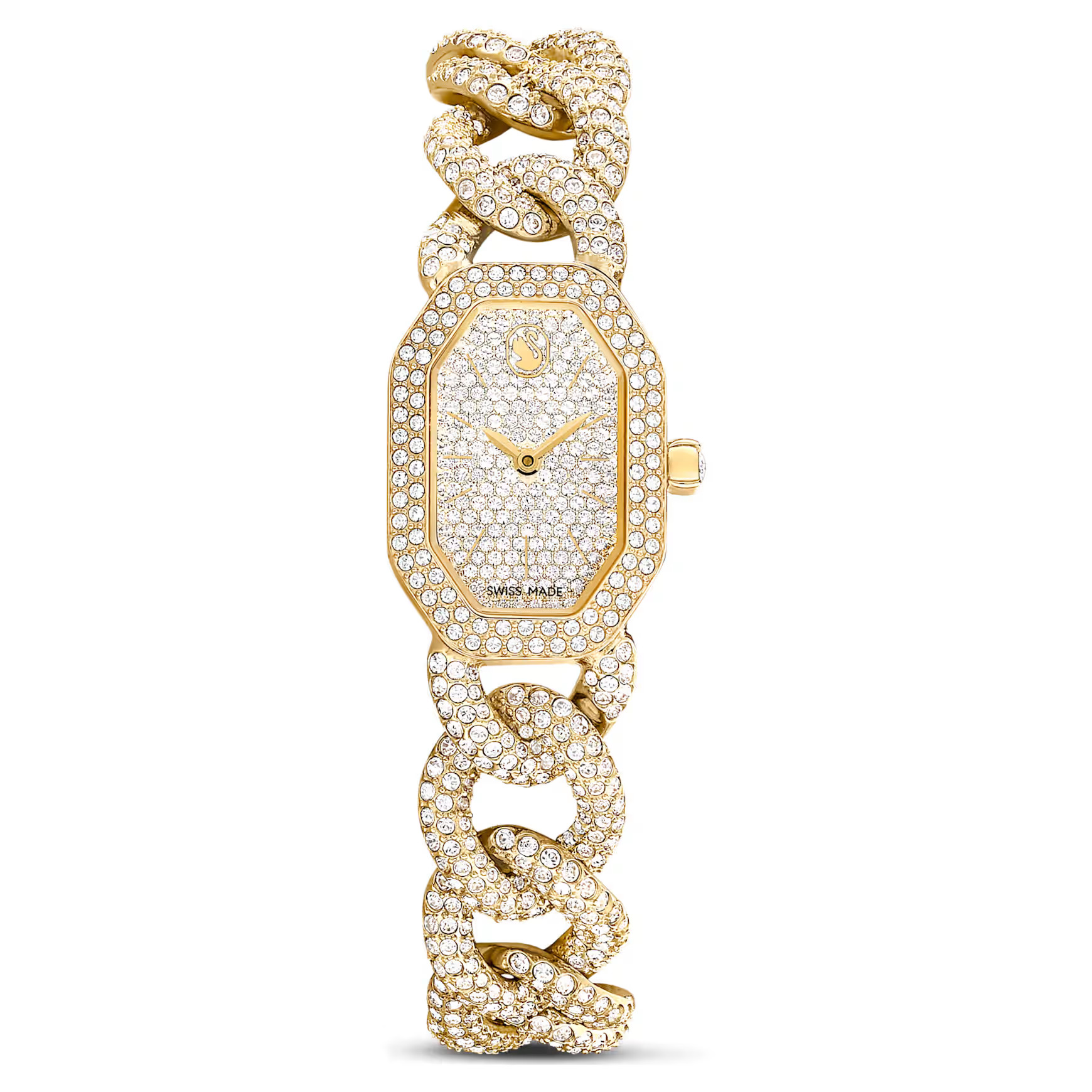 Dextera chain watch, Swiss Made, Crystal bracelet, Gold tone, Gold-tone finish by SWAROVSKI | SWAROVSKI