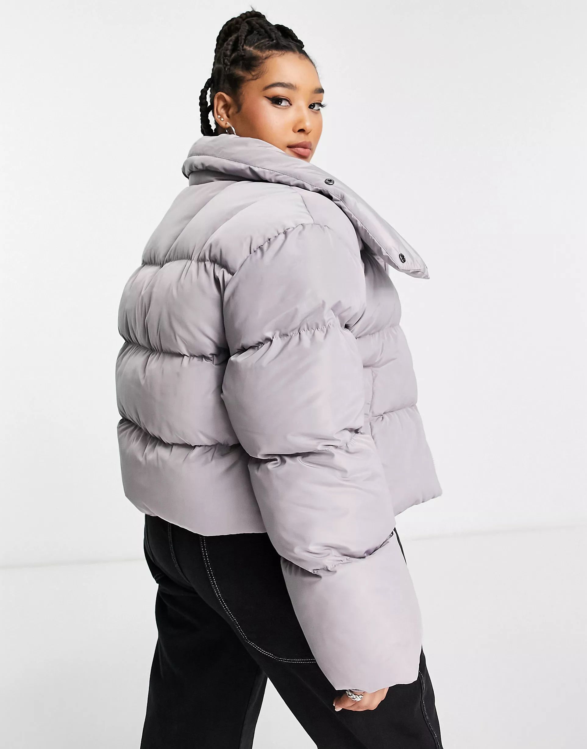COLLUSION Plus oversized wadded puffer jacket in light grey | ASOS (Global)