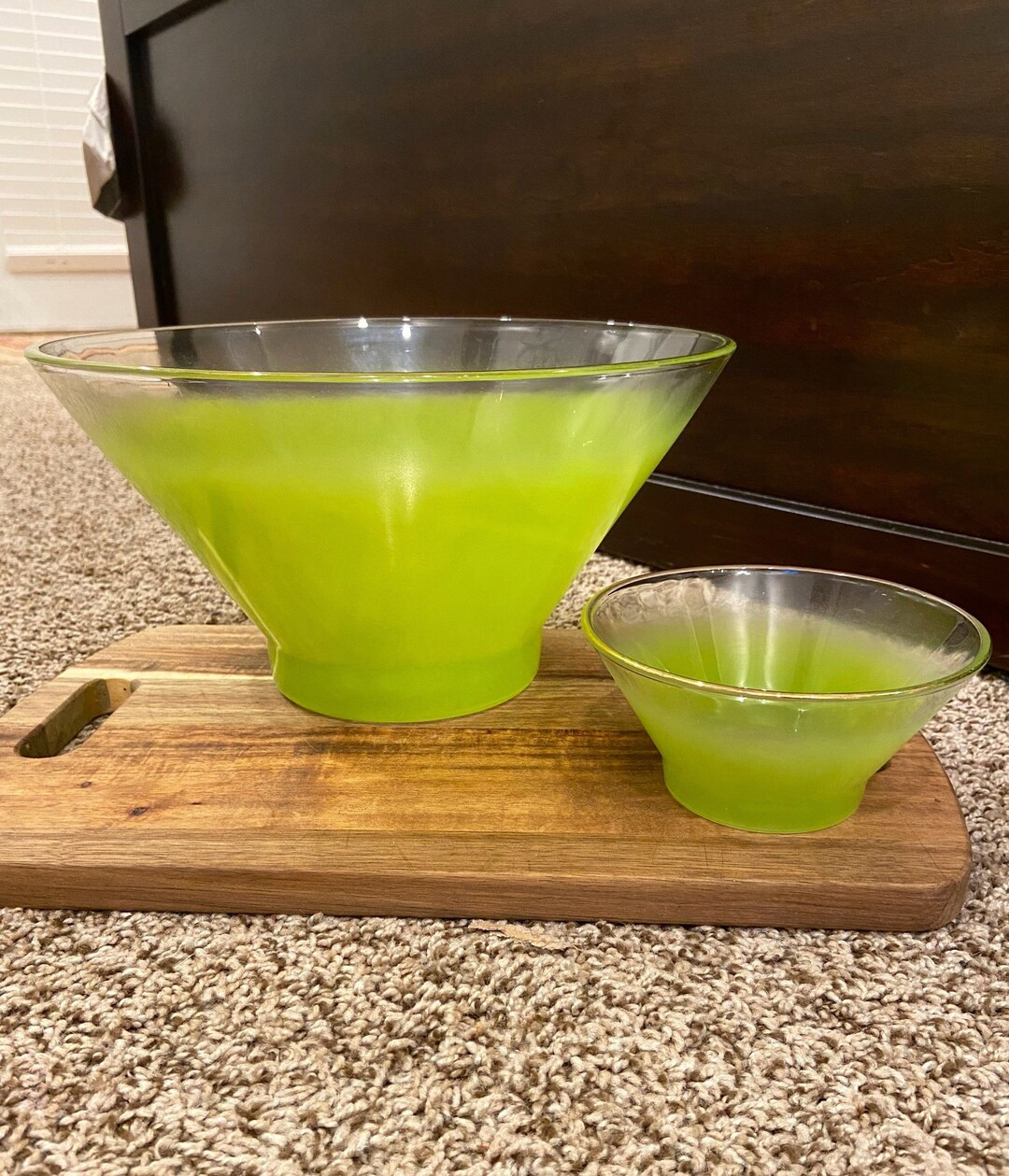 MCM Blendo Serving Bowl/ Chip and Dip Set- Lime Green Ombre With Gold Rim by West Virginia Glass.... | Etsy (US)