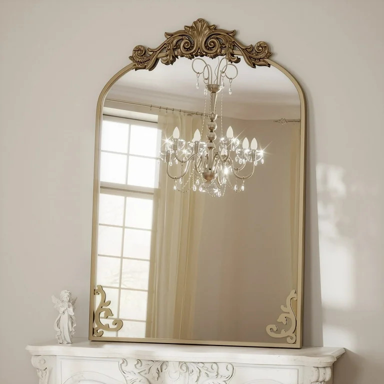 BEAUTYPEAK 40"x26" Vanity Wall Mirror Decorative Vintage Arch Bathroom Mirror,Bronze | Walmart (US)