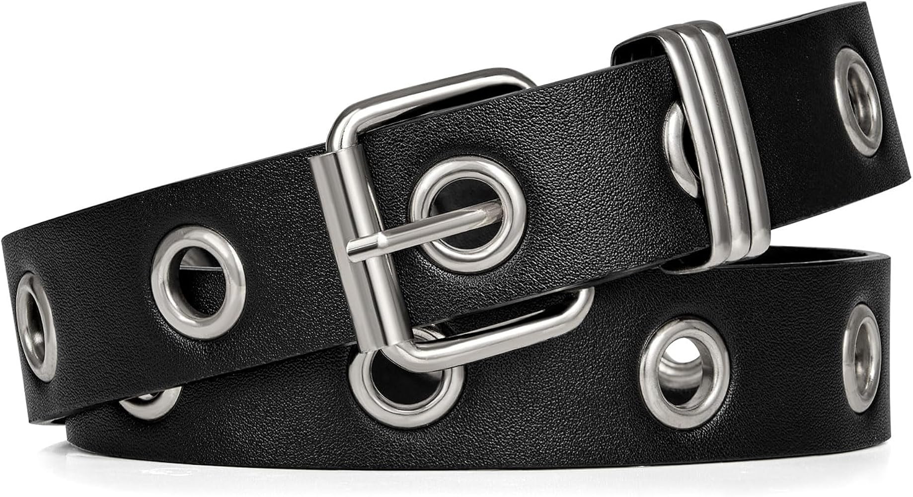 FIORETTO Grommet Leather Belt with Detachable Chain Women Men Punk Rock Waist Belts for Jeans Pan... | Amazon (US)