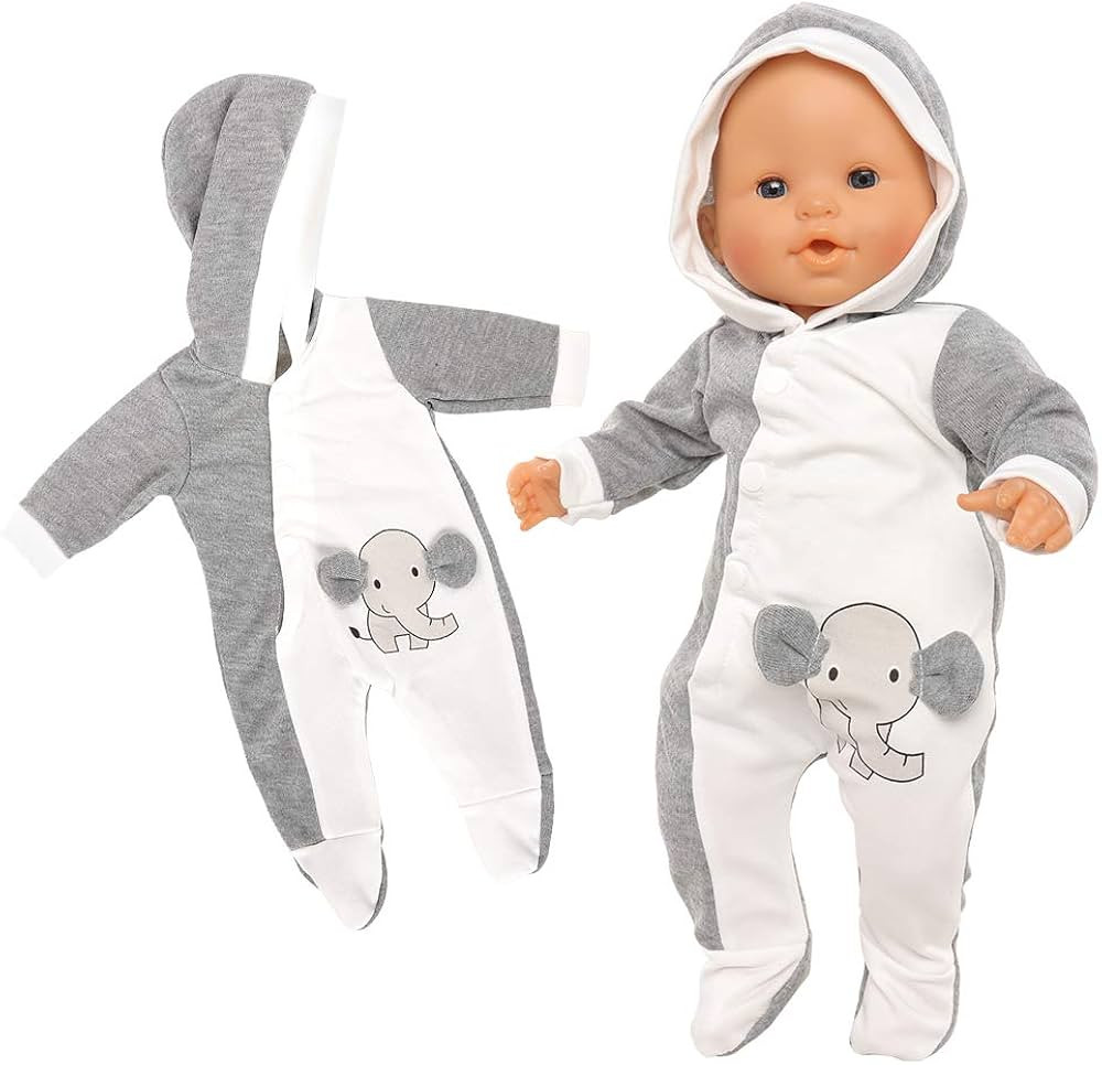 Baby Doll Clothes Casual Cute Handmade Elephant Long-Sleeved Clothing Set Outfit with Hat for 14-... | Amazon (US)