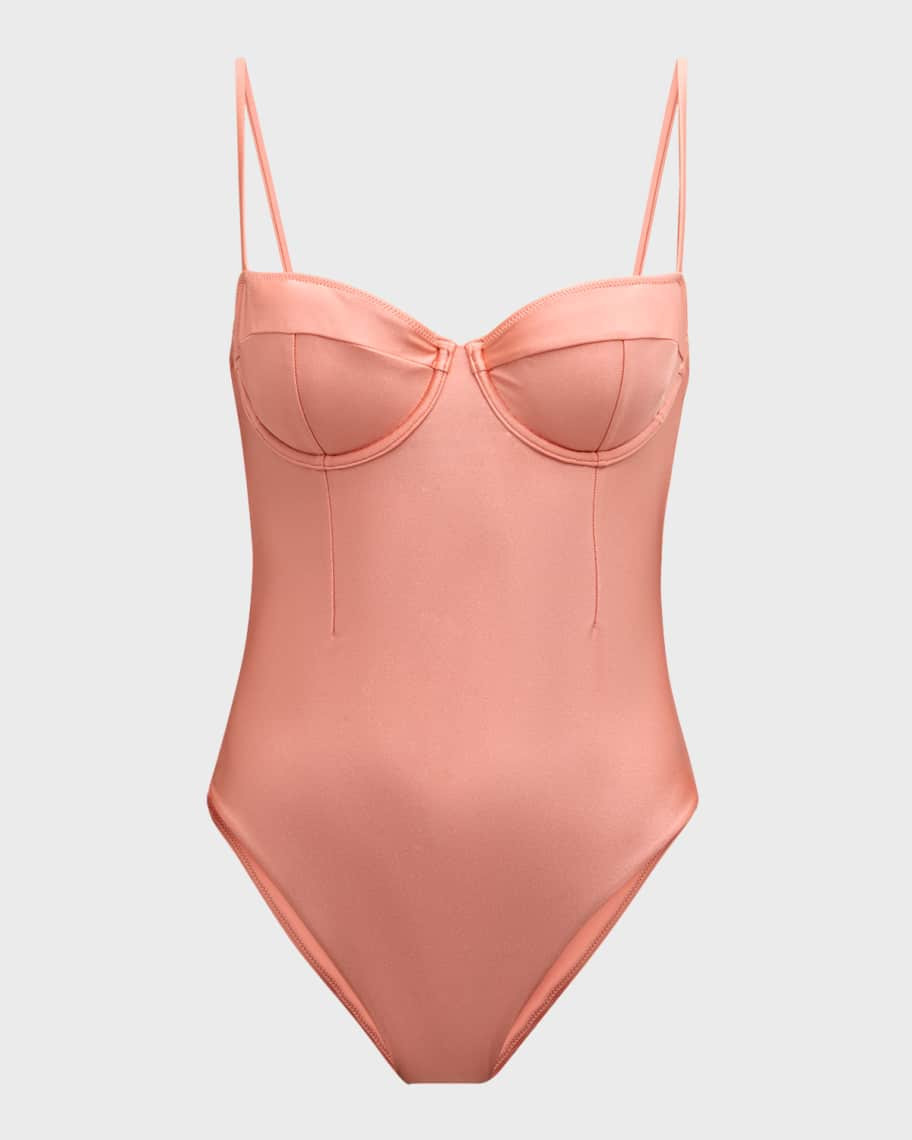 SIMKHAI Fara Bustier One-Piece Swimsuit | Neiman Marcus